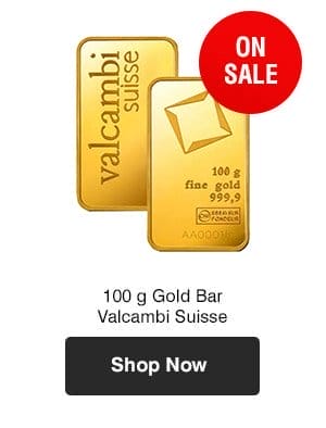 100 g Gold Minted Bar Valcambi Suisse