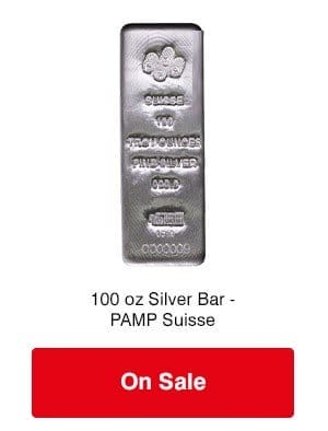 100 oz Silver Bar - PAMP Suisse on sale