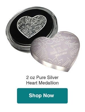 2 oz Pure Silver Heart Medallion