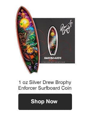 1 oz Silver Drew Brophy Enforcer Surfboard Coin (2023) 