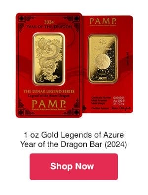 1 oz Gold Legends of Azure Year of the Dragon Bar (2024)