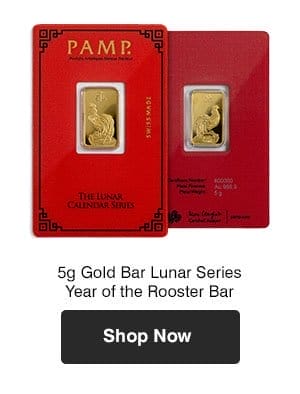 5 g Gold Lunar Series Year of the Rooster Bar 