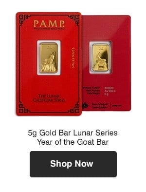 5 g Gold Lunar Series Year of the Goat Bar 