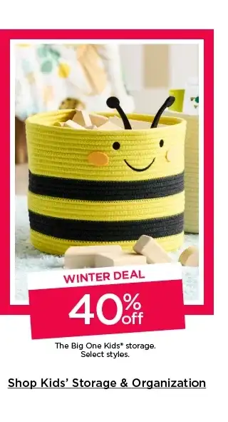 winter deal. 40% off the big one kids storage. select styles. shop kids' storage and organization.