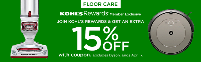 Kohls rewards member exclusive. Join kohls rewards and get an extra 15% off with coupon. Excludes dyson. Ends april 7th.