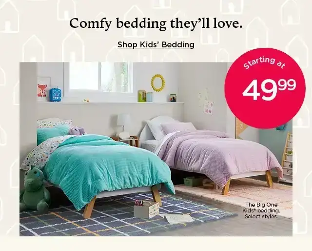 comfy bedding they'll love. shop kids' bedding.