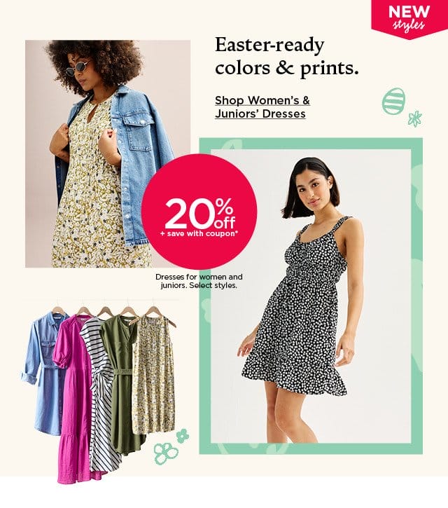 20% off plus save with coupon dresses for women and juniors. select styles. shop women's and juniors' dresses.