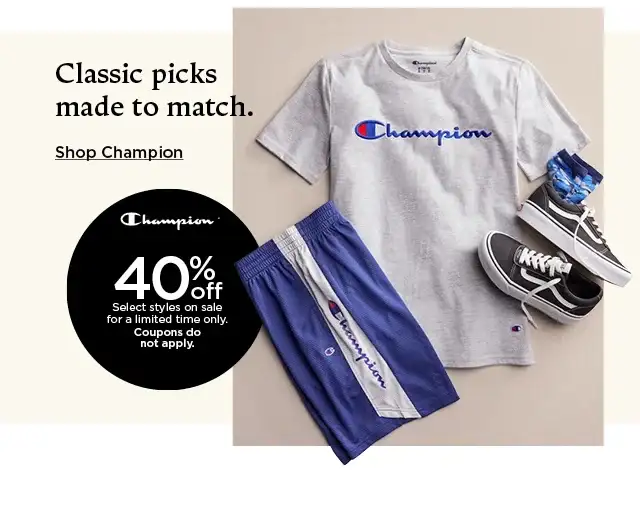40% off select styles on sale. coupons do not apply. shop champion.