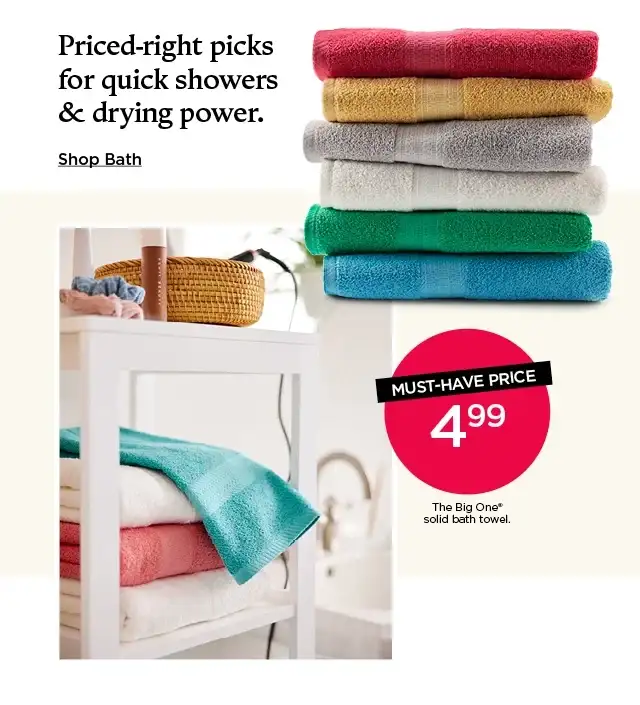 priced-right picks for quick showers and drying power. shop bath.