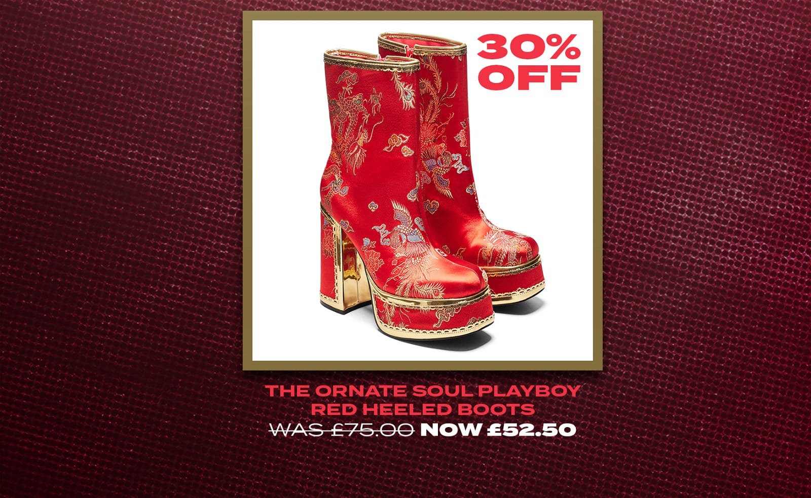 The Ornate Soul Playboy Red Heeled Boots
