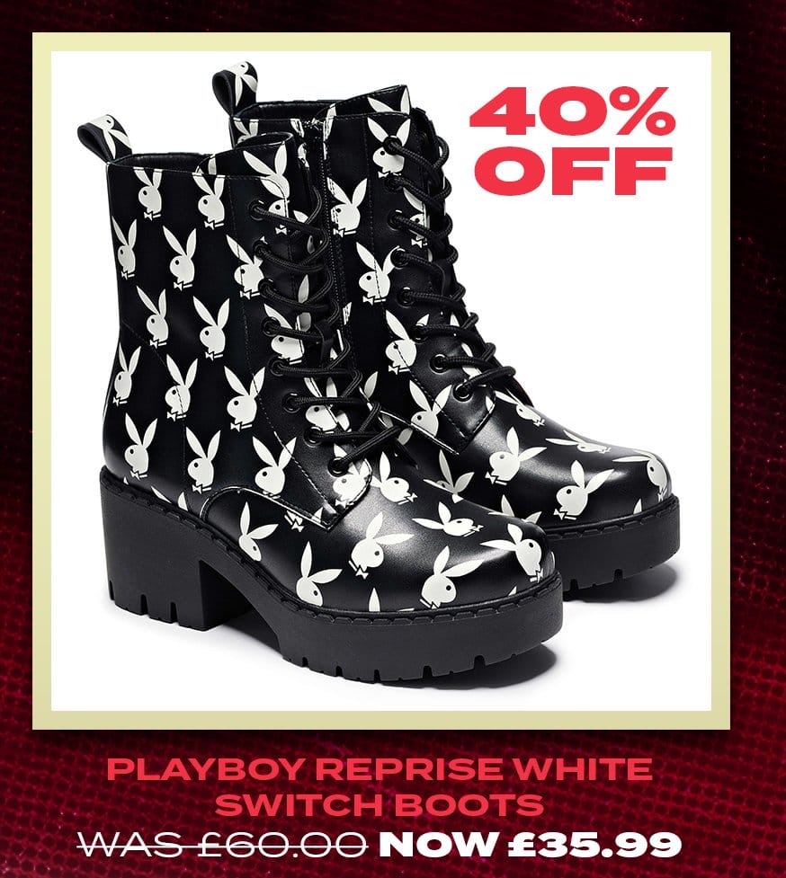  Playboy Reprise White Switch Boots