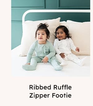 Ribbed Ruffle Zipper Footie