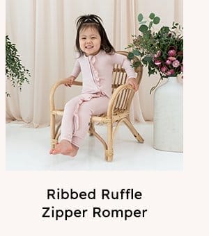 Ribbed Ruffle Zipper Romper