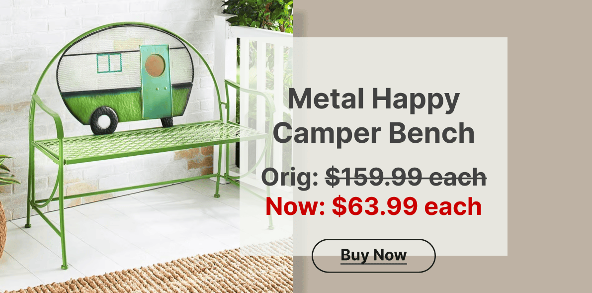 Metal Happy Camper Bench