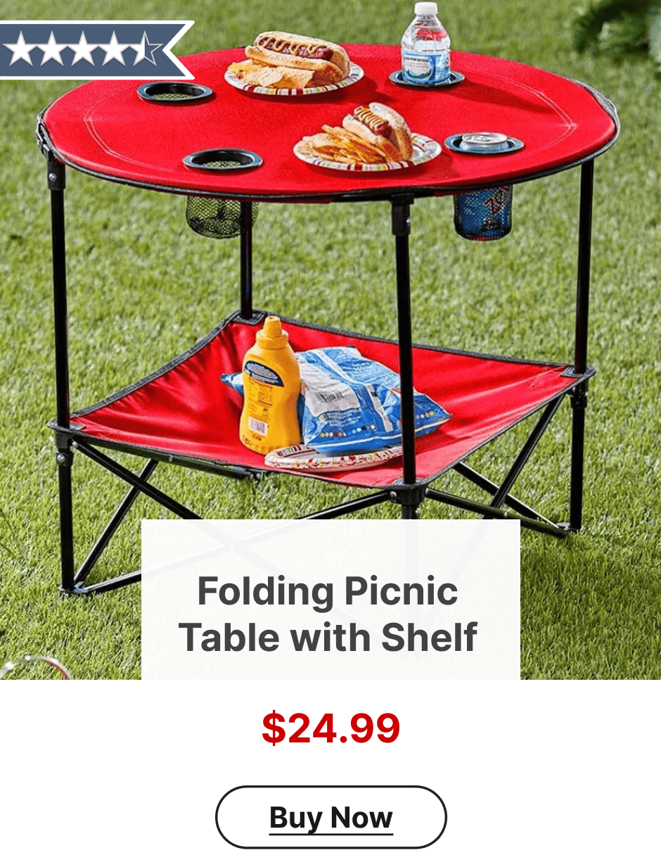 Folding Picnic Table with Shelf
