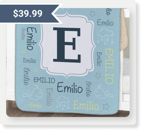 Personalized Baby Name Sherpa Lined Baby Blanket
