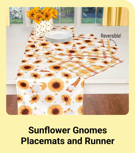Sunflower Gnomes Placemats and Runner
