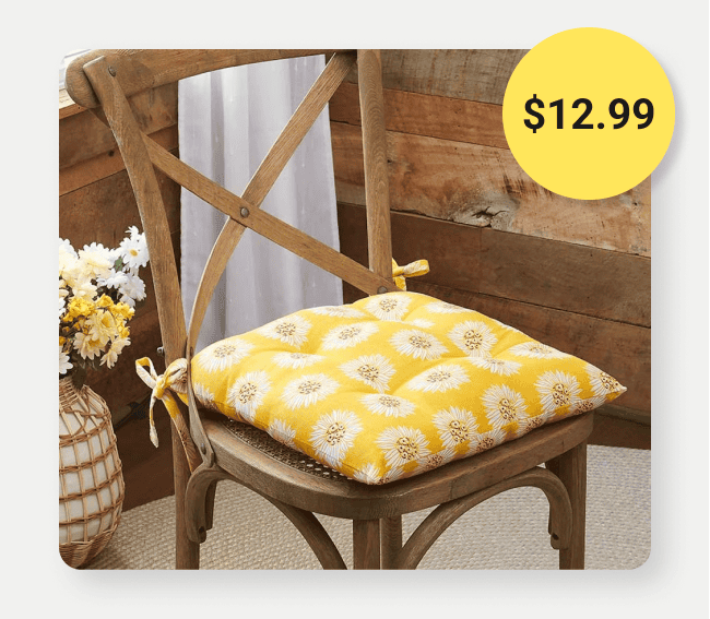 All-Over Sunflower 16"x16" Chair Pad with Ties