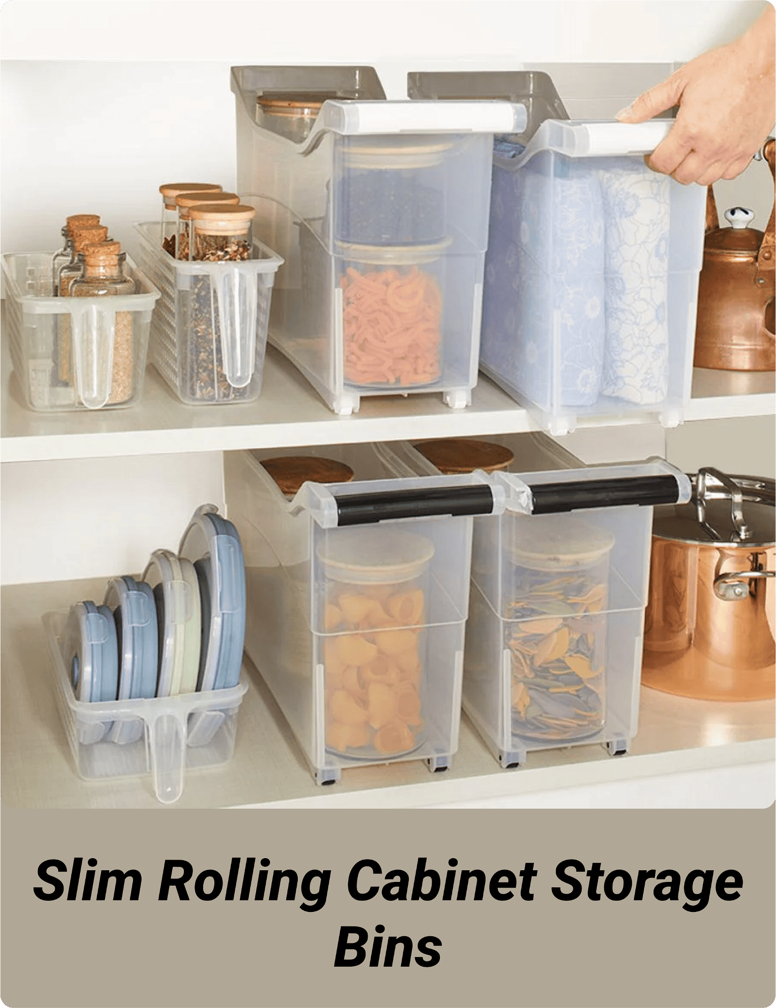 Slim Rolling Cabinet Storage Bins