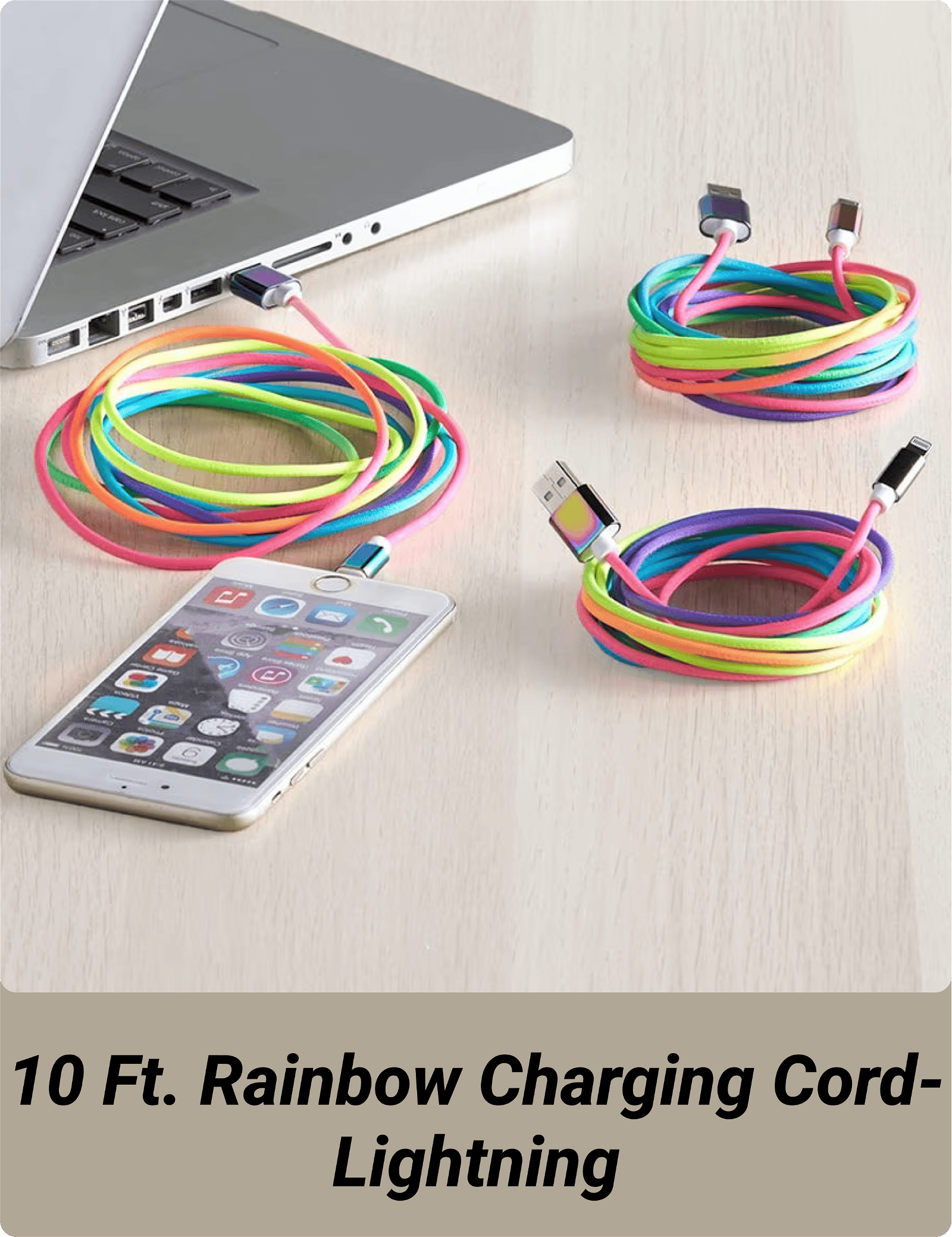 10-Ft. Rainbow Charging Cords