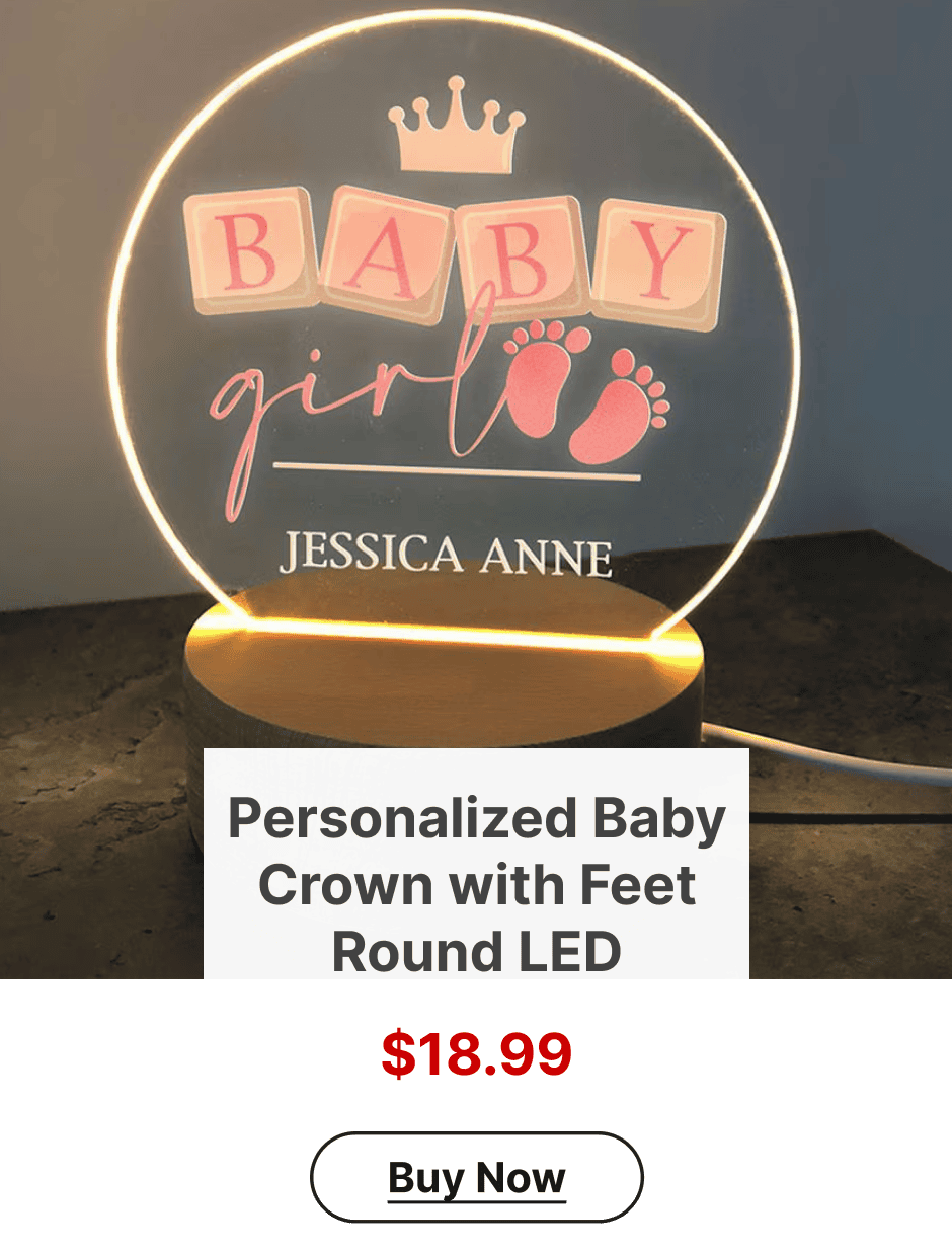 Personalized Baby Crown with Feet Round LED