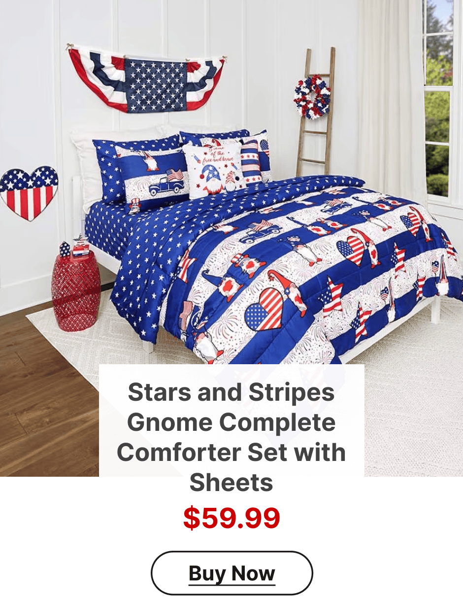 Stars and Stripes Gnome Complete Comforter Set with Sheets