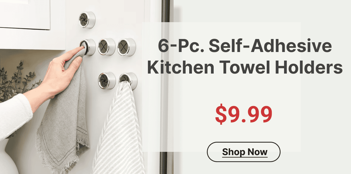 6-Pc. Self-Adhesive Kitchen Towel Holders