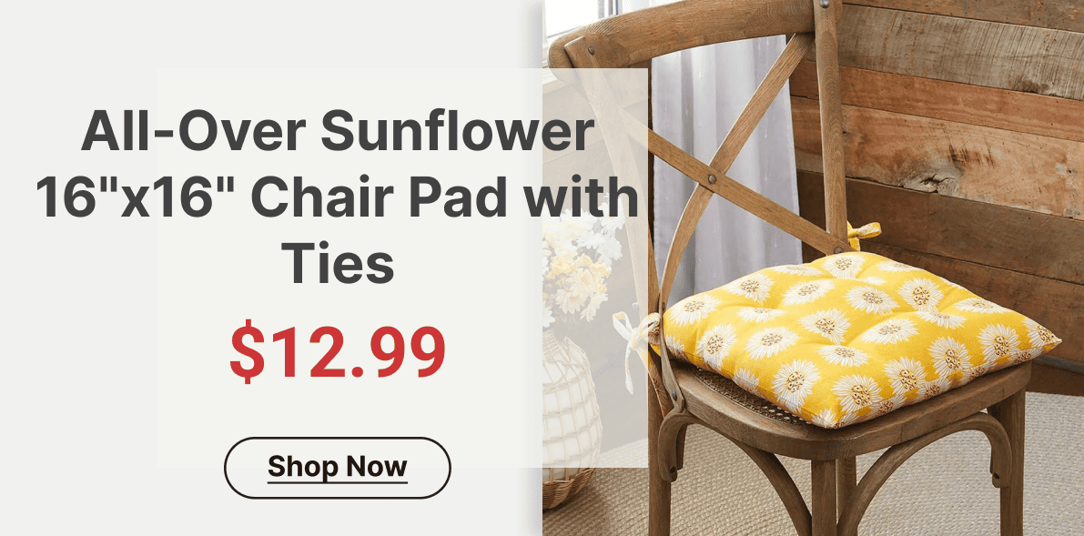 All-Oover Sunflower 16"x16" Chair Pad with Ties