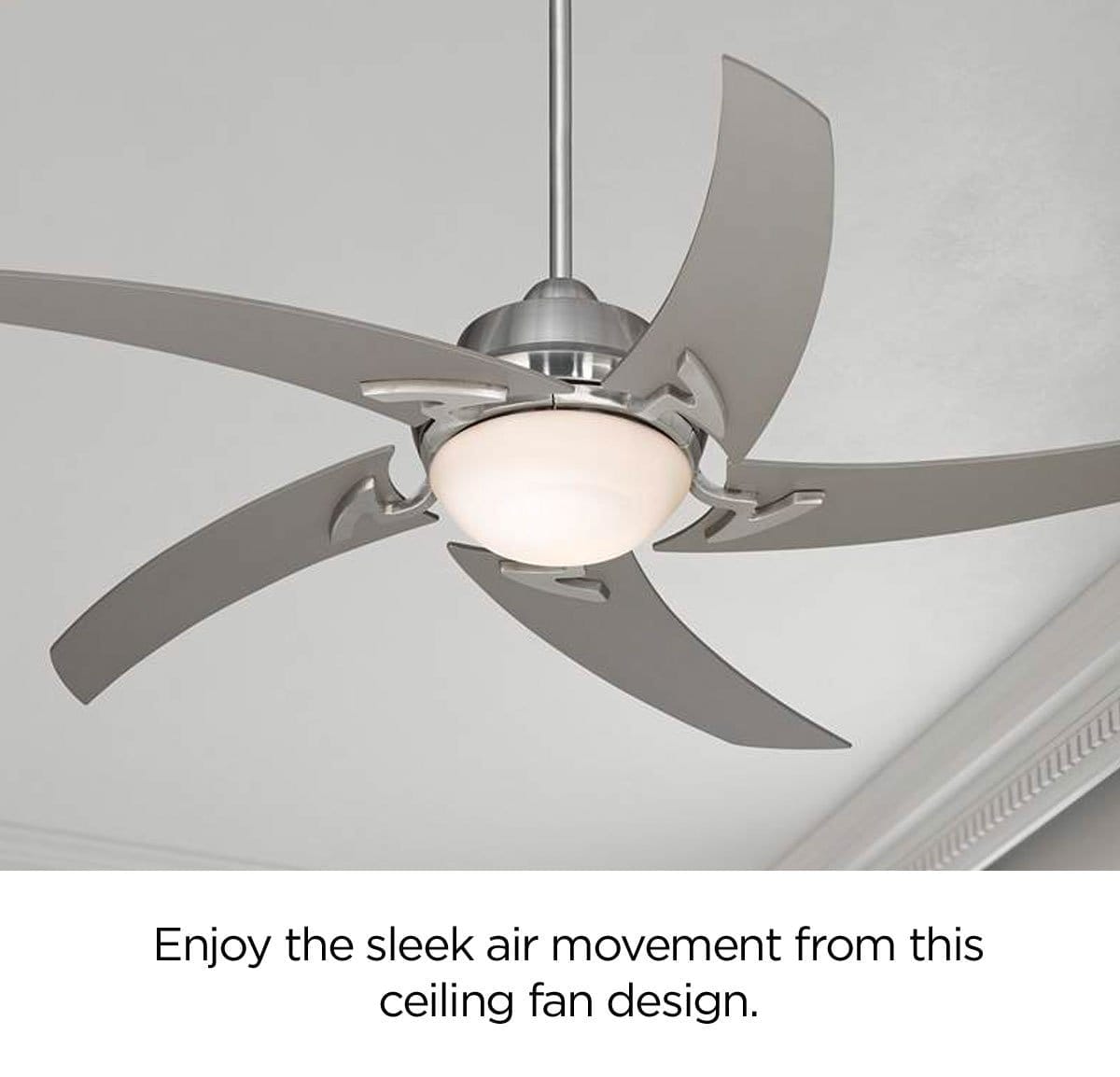 Enjoy the sleek air movement from this ceiling fan design.