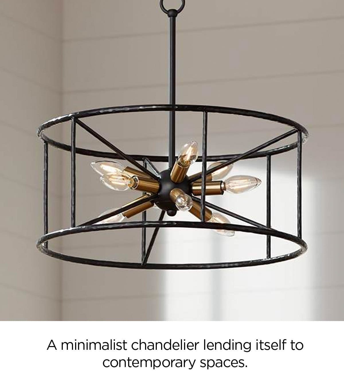A minimalist chandelier lending itself to contemporary spaces.