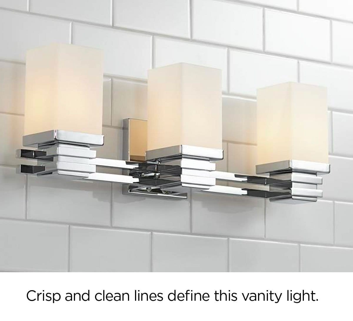 Crisp and clean lines define this vanity light.