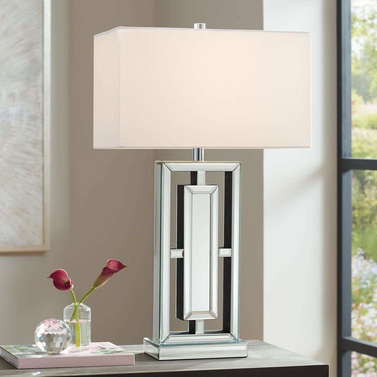 360 Lighting 29" High Rectangular Modern Mirrored Table Lamp