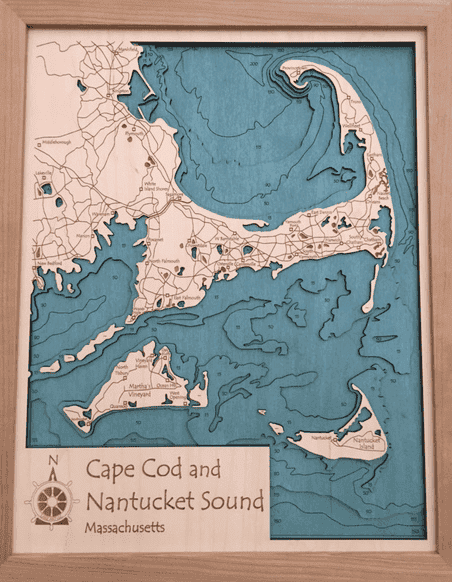 Image of Lake Art 3D Wooden Map - Cape Cod and Nantucket Sound