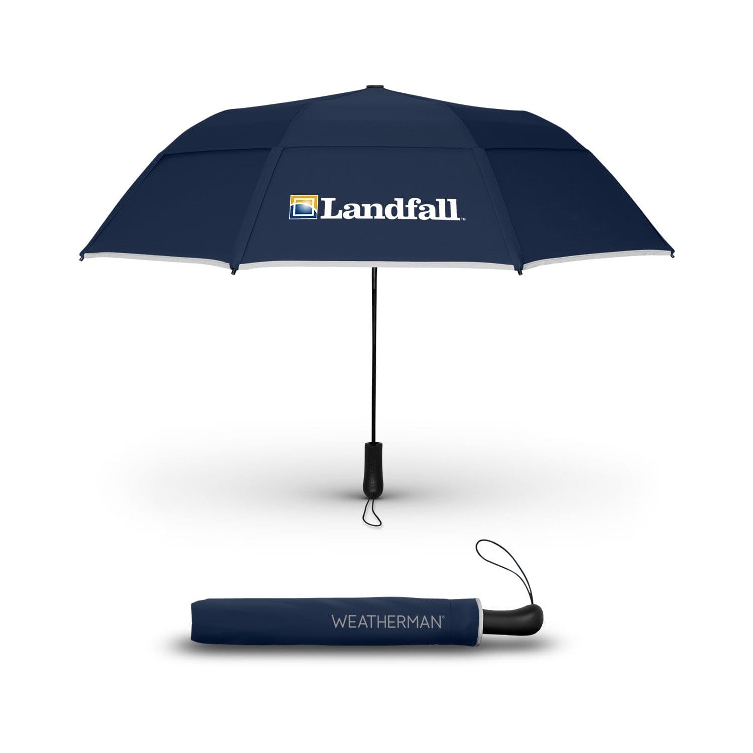 Image of Weatherman Landfall Logo Umbrella - Navy Blue