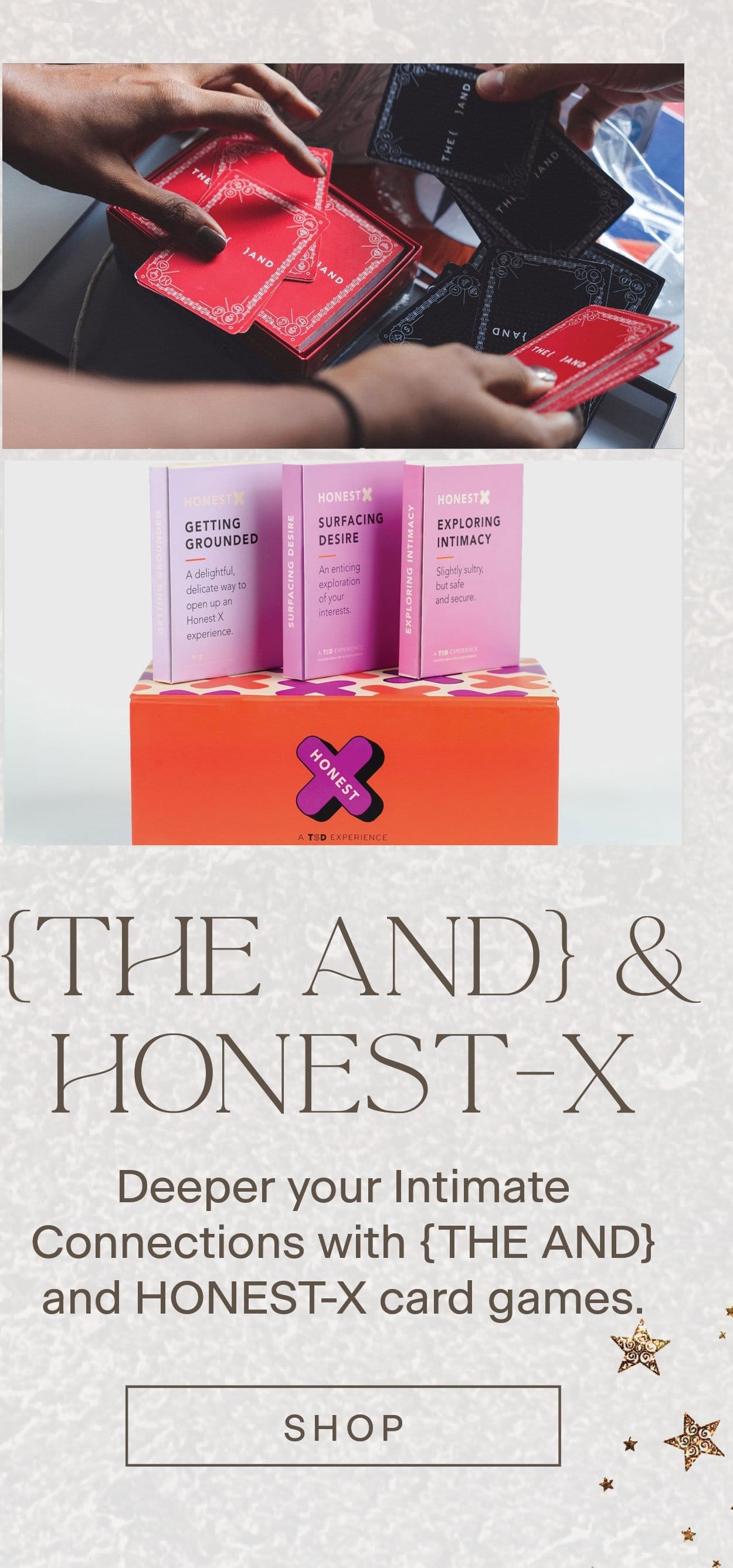 {THE AND} and HONEST-X Card Games – Deeper your Intimate Connections with {THE AND} and HONEST-X.