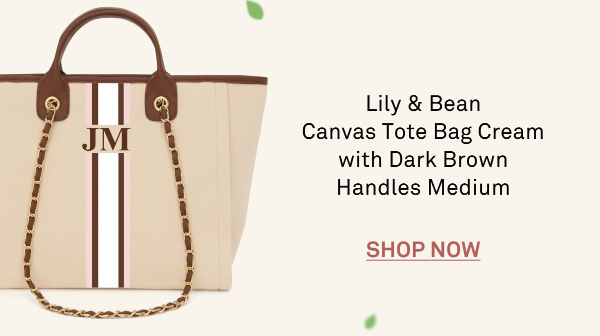 Lily & Bean Canvas Tote Bag Cream with Dark Brown Handles Medium