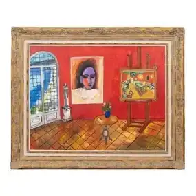 Carlos Nadal 1992 'Salon Rojo' Oil on Canvas