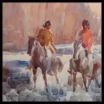 Exhibited Carl Borg Watercolor Indians on Horseback