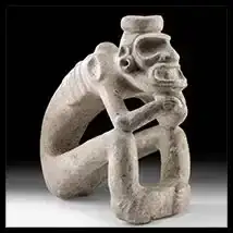 Large Taino Stone Seated Cacique Figure