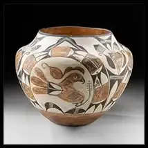 1920s Acoma Polychrome Olla w/ Rain Parrots