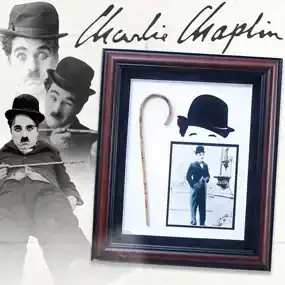 Charlie Chaplin Signed Vintage Bamboo Mini Cane in Museum-Quality Display