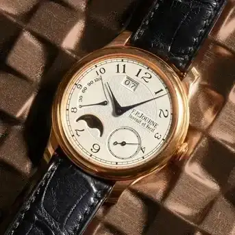 F.P. Journe. An 18K Rose Gold Automatic Calendar Wristwatch with Moon Phase and Power Reserve Indication