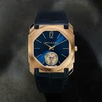 Bulgari. A Rare Limited Edition 18K Rose Gold Manual Wind Tourbillon Wristwatch