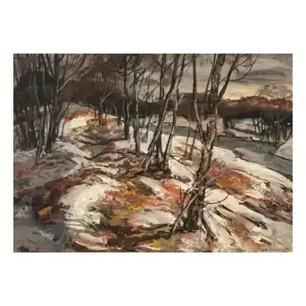 Carl Gaertner (American, 1898-1952) Winter Forest with Stream, 1942