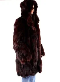 Burgundy Fox Fur Coat EU: XXL; US: 22