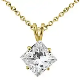 2.00ct. Princess-Cut Diamond Solitaire Pendant in 18k Yellow Gold