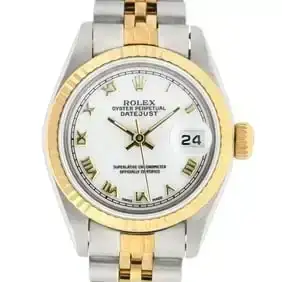 Rolex Ladies 2 Tone Yellow Gold & Stainless Steel White Roman 26MM