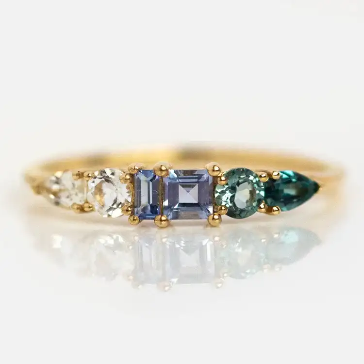 Image of Solid Gold Modern Ombre Birthstone Ring