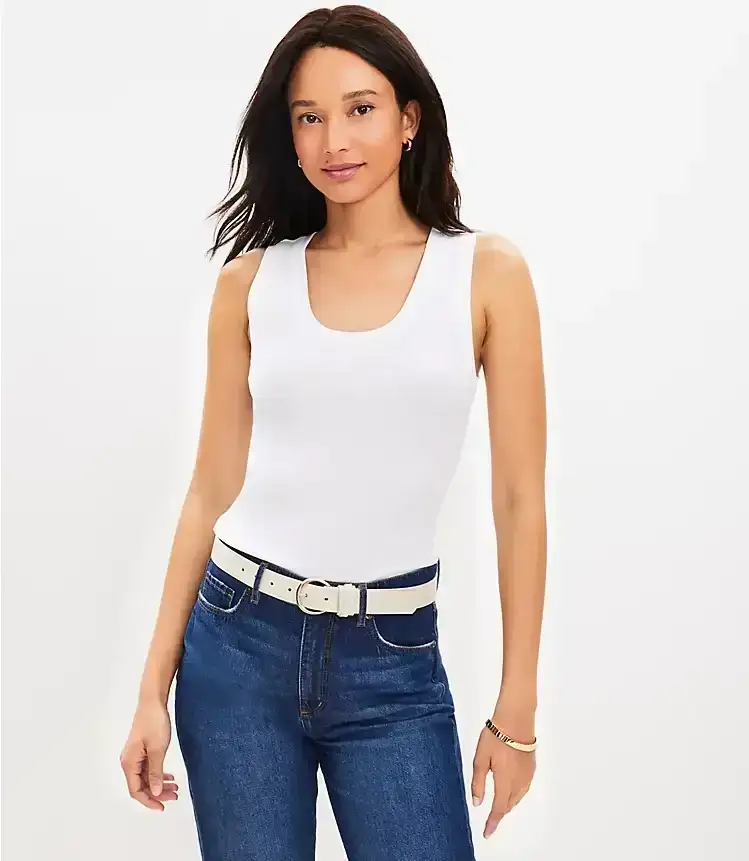 Perfect Ribbed Scoop Neck Tank Top