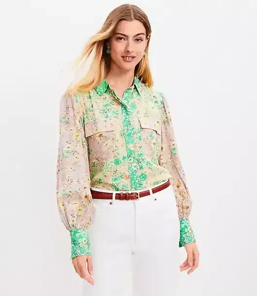 Floral Crepe Utility Shirt